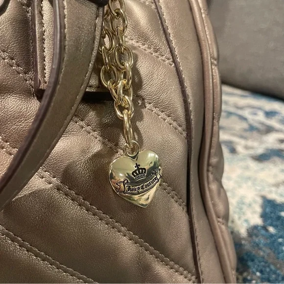 Juicy Couture Pearlized Bronze Satchel Elegant Pleated Designed - Picture 5 of 10